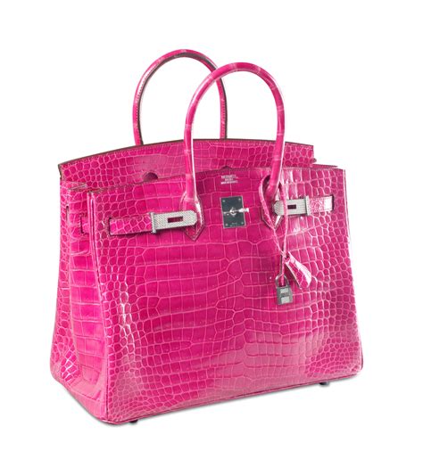 HERMES Shiny Porosus Crocodile Birkin 35 Fuchsia